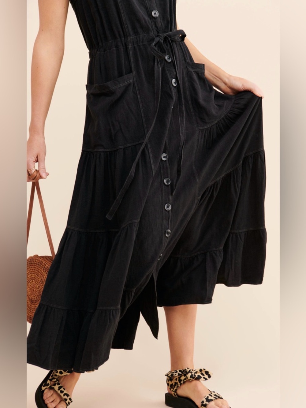 Free People Catch the Breeze Midi/Maxi Dress Black Size S - Picture 3 of 12